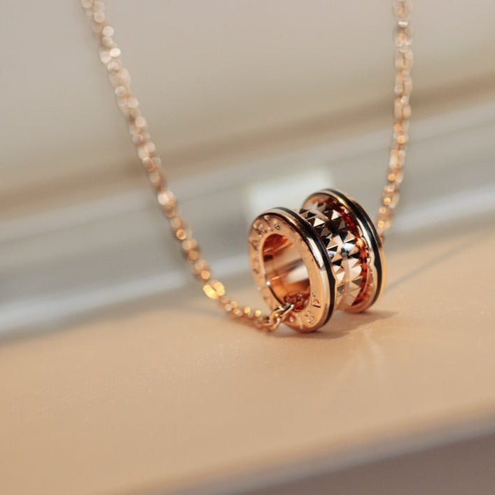 [Star Jewelry]ZERO 1 ROCK PEDANT PINK GOLD BLACK NECKLACE