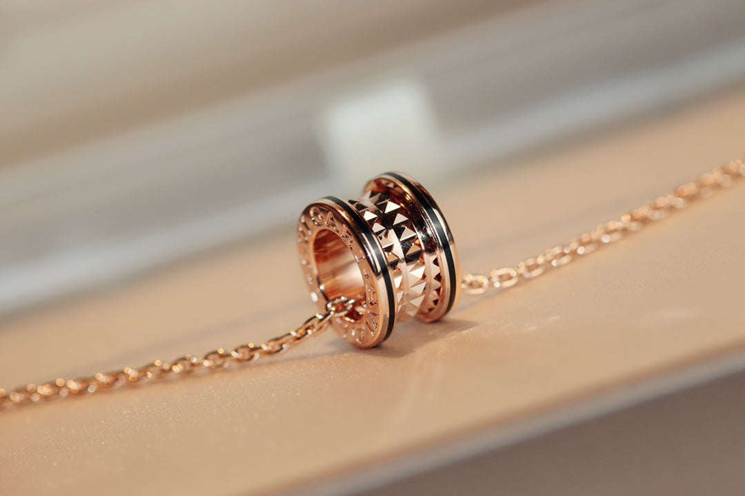 [Star Jewelry]ZERO 1 ROCK PEDANT PINK GOLD BLACK NECKLACE