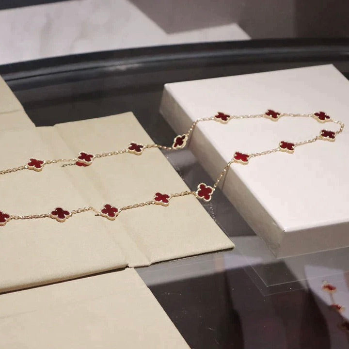 [Star Jewelry]CLOVER 20 MOTIFS CARNELIAN NECKLACE