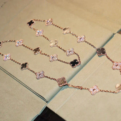 [Star Jewelry]CLOVER 20 MOTIFS DARK MOP DIAMOND  NECKLACE