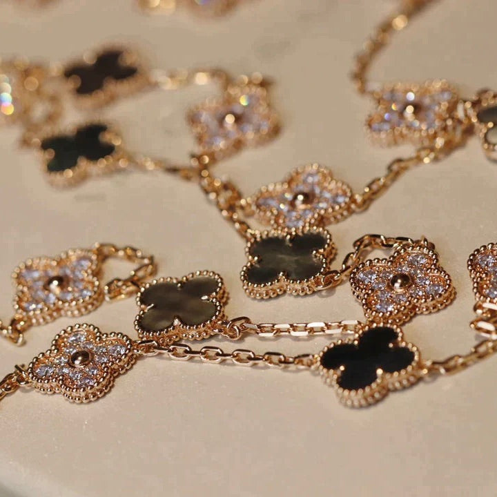 [Star Jewelry]CLOVER 20 MOTIFS DARK MOP DIAMOND  NECKLACE
