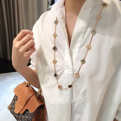 [Star Jewelry]CLOVER 20 MOTIFS DARK MOP DIAMOND  NECKLACE