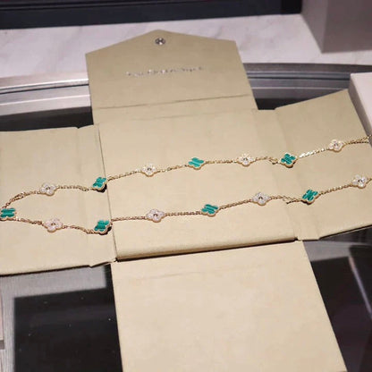 [Star Jewelry]CLOVER 20 MOTIFS MALACHITE DIAMOND NECKLACE