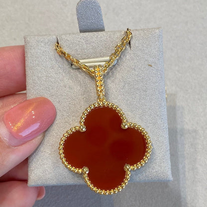 [Star Jewelry]CLOVER 25MM NECKLACE GOLD CARNELIAN