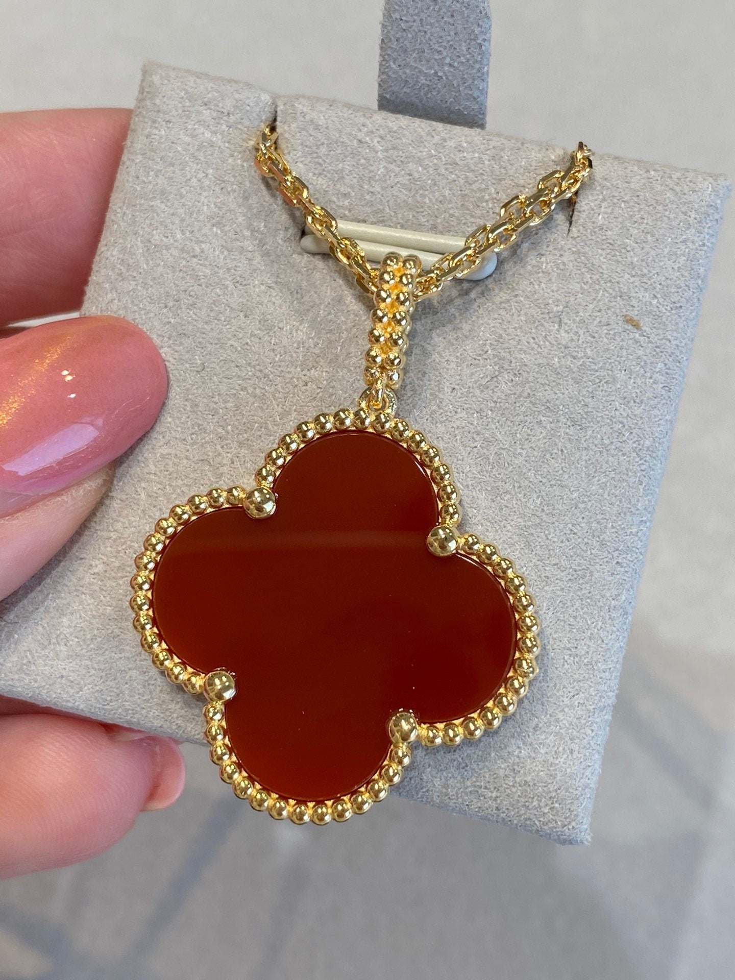 [Star Jewelry]CLOVER 25MM NECKLACE GOLD CARNELIAN