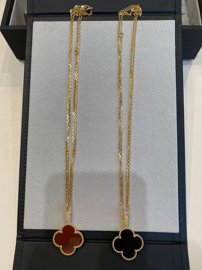 [Star Jewelry]CLOVER 25MM NECKLACE GOLD CARNELIAN