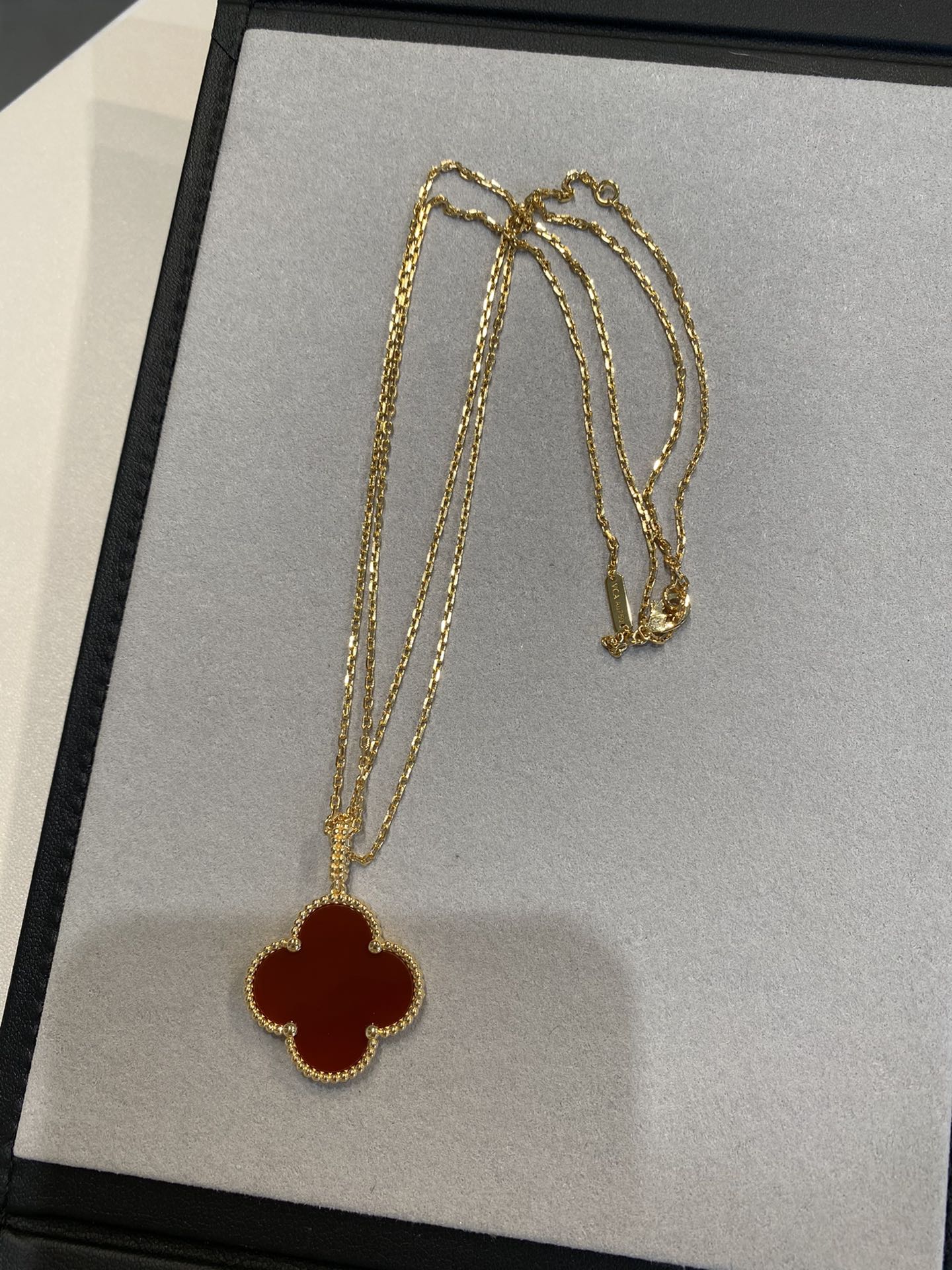 [Star Jewelry]CLOVER 25MM NECKLACE GOLD CARNELIAN
