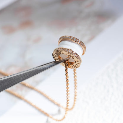 [Star Jewelry]ZERO 1 WHITE CERAMIC PINK GOLD DIAMOND NECKLACE