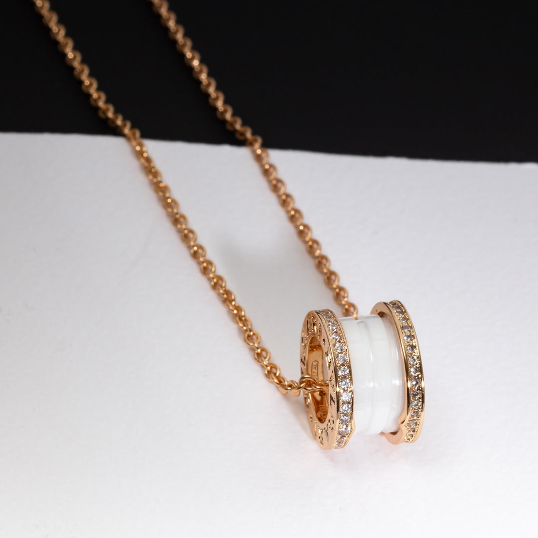 [Star Jewelry]ZERO 1 WHITE CERAMIC PINK GOLD DIAMOND NECKLACE