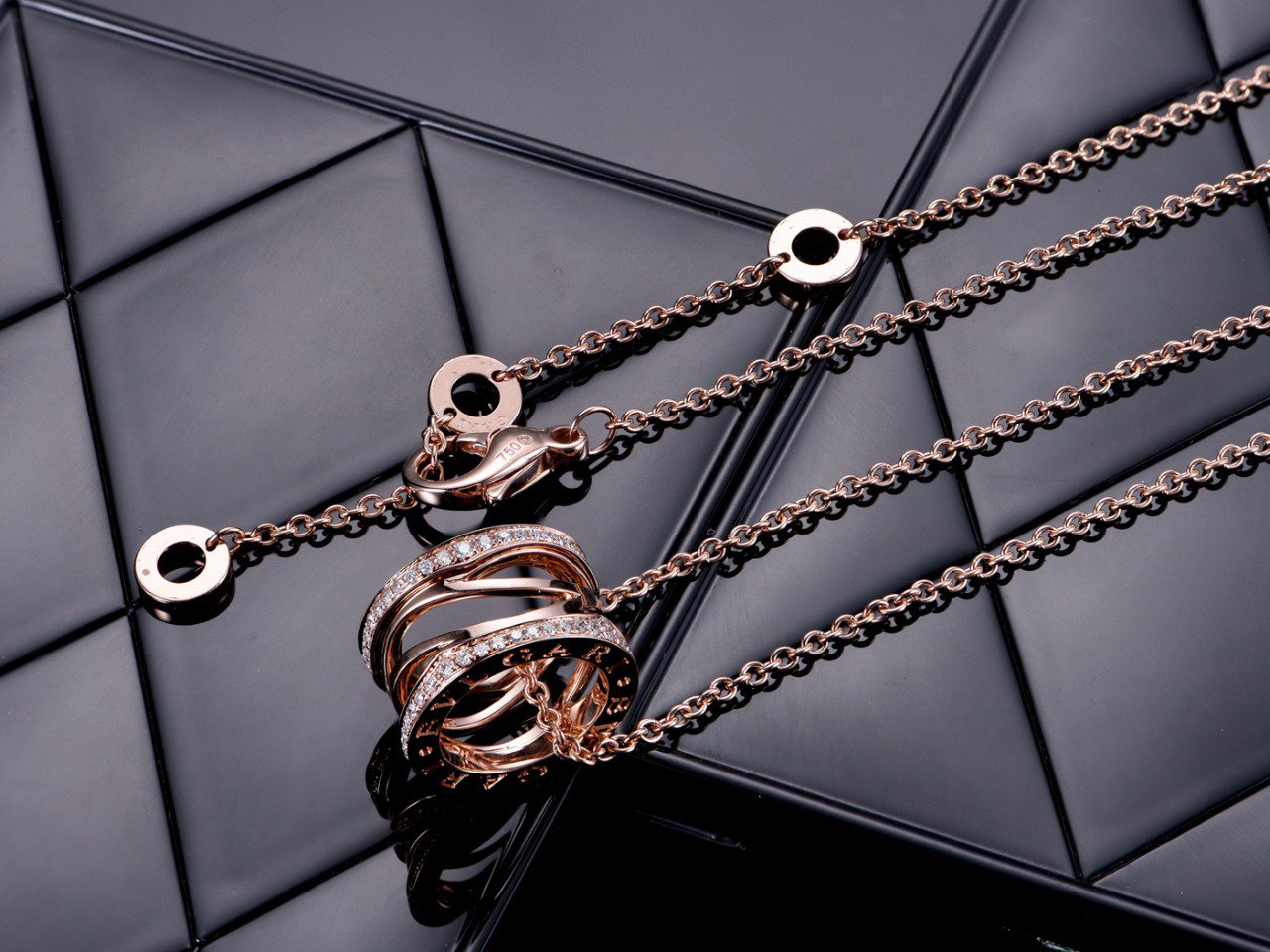 [Star Jewelry]ZERO 1 PINK GOLD DIAMOND OPEN NECKLACE