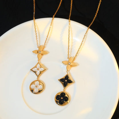 [Star Jewelry]STAR AND SUN ONYX PINK GOLD NECKLACE