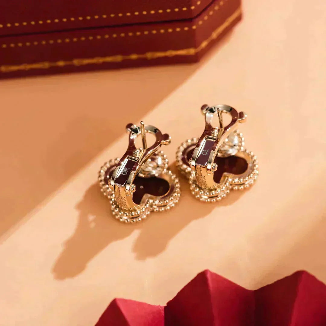 [Star Jewelry]CLOVER MEDIUM 1 MOTIFS CARNELIAN  EARRINGS