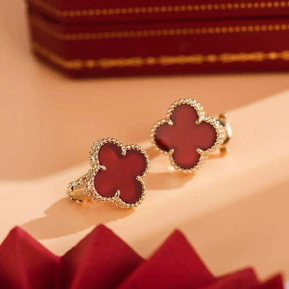 [Star Jewelry]CLOVER MEDIUM 1 MOTIFS CARNELIAN  EARRINGS