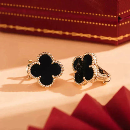 [Star Jewelry]CLOVER MEDIUM 1 MOTIFS  ONYX STUD EARRINGS