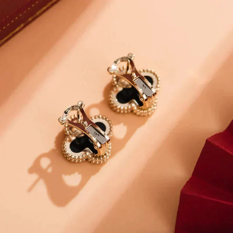 [Star Jewelry]CLOVER MEDIUM 1 MOTIFS  ONYX STUD EARRINGS