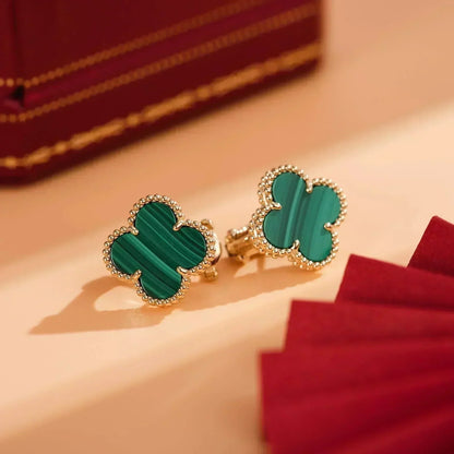 [Star Jewelry]CLOVER MEDIUM 1 MOTIFS MALACHITE  EARRINGS