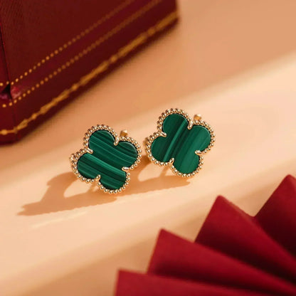[Star Jewelry]CLOVER MEDIUM 1 MOTIFS MALACHITE  EARRINGS