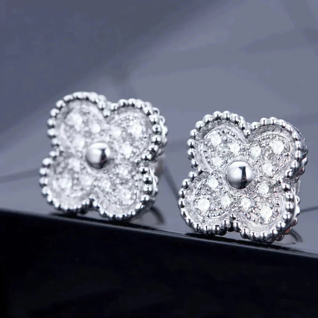 [Star Jewelry]CLOVER 1 MOTIFS DIAMOND STUD EARRINGS SILVER