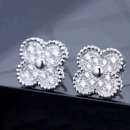 [Star Jewelry]CLOVER 1 MOTIFS DIAMOND STUD EARRINGS SILVER