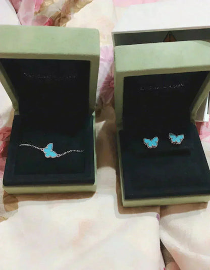 [Star Jewelry]BUTTERFLY TURQUOISE EARRINGS SILVER