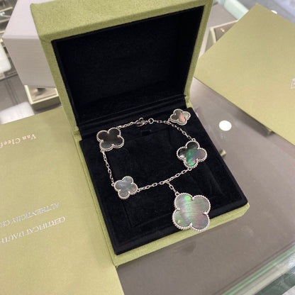 [Star Jewelry]CLOVER 5 MOTIFS SIVLER DARK MOP BRACELET
