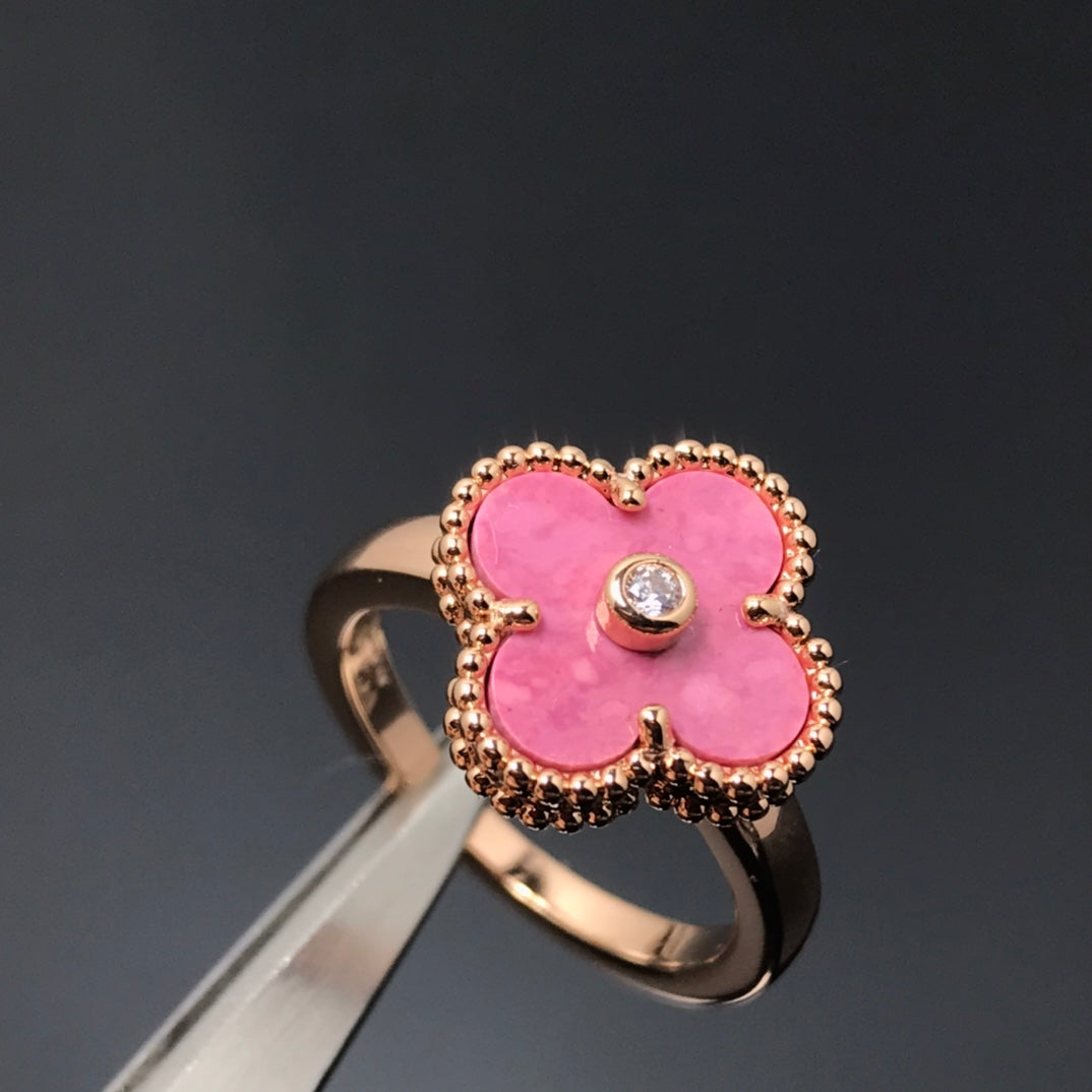 [Star Jewelry]CLOVER RHODONITE ROSE GOLD RING