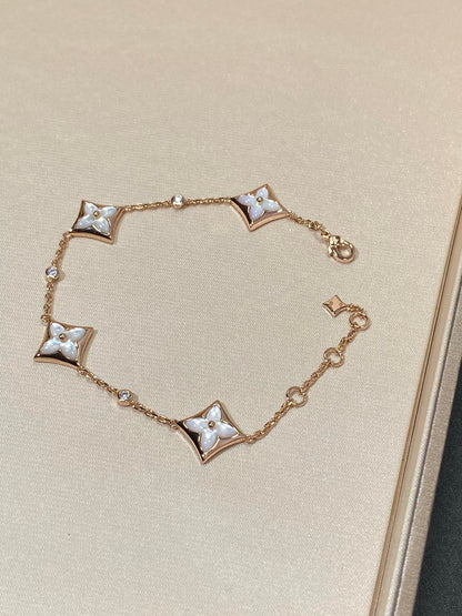 [Star Jewelry]STAR 4 MOTIF MOP DIAMOND PINK GOLD BRACELET