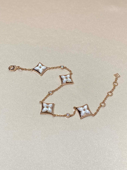 [Star Jewelry]STAR 4 MOTIF MOP DIAMOND PINK GOLD BRACELET