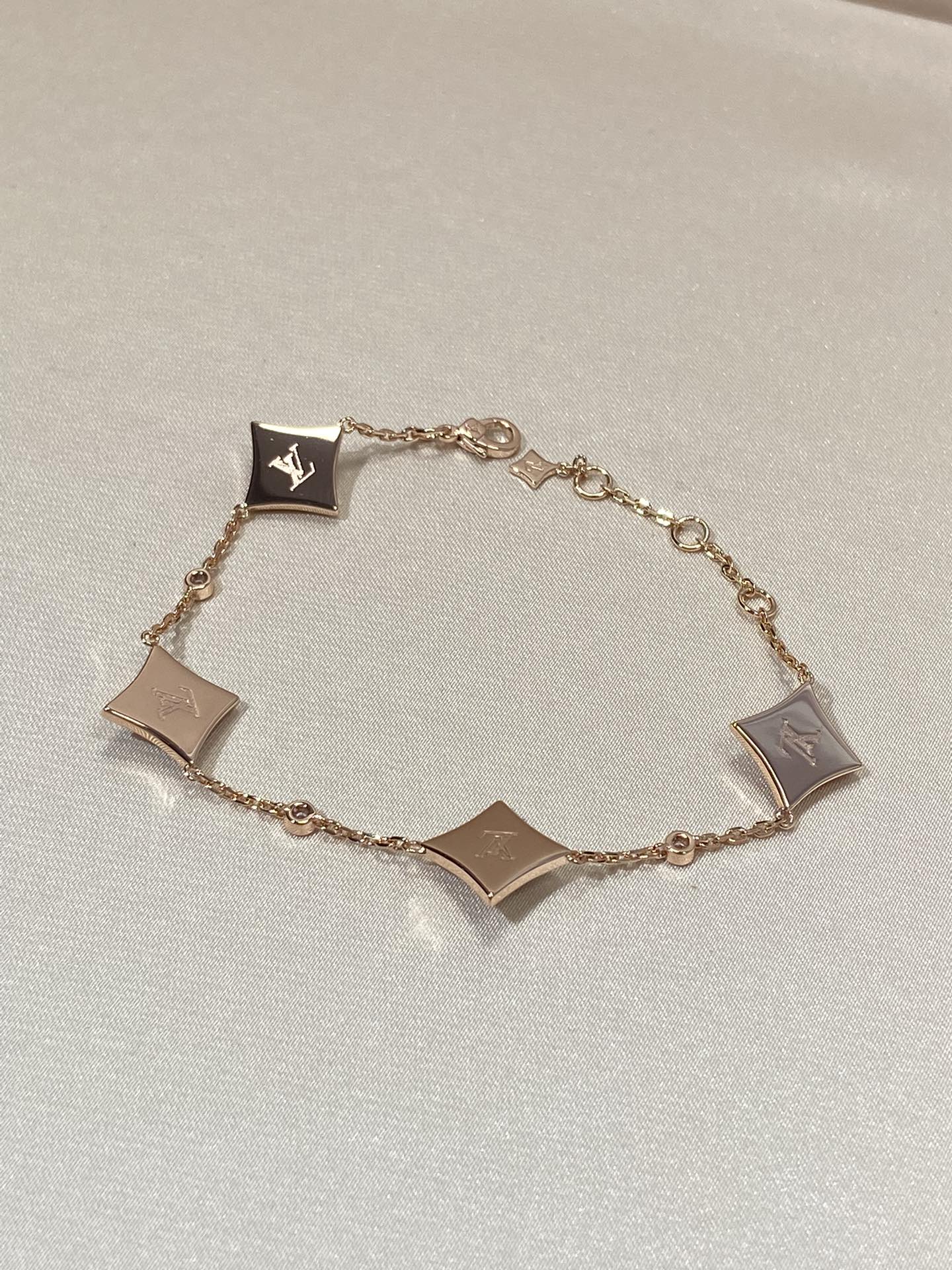 [Star Jewelry]STAR 4 MOTIF MOP DIAMOND PINK GOLD BRACELET