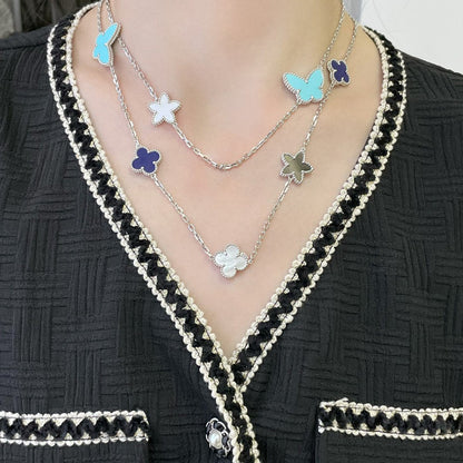 [Star Jewelry]LUCKY CLOVER SILVER 11 MOTIF NECKLACE
