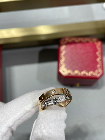 [Star Jewelry]LOVE PINK GOLD SILVER DIAMOND DOUBLE RING