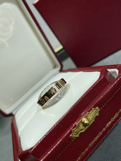 [Star Jewelry]LOVE PINK GOLD SILVER DIAMOND DOUBLE RING
