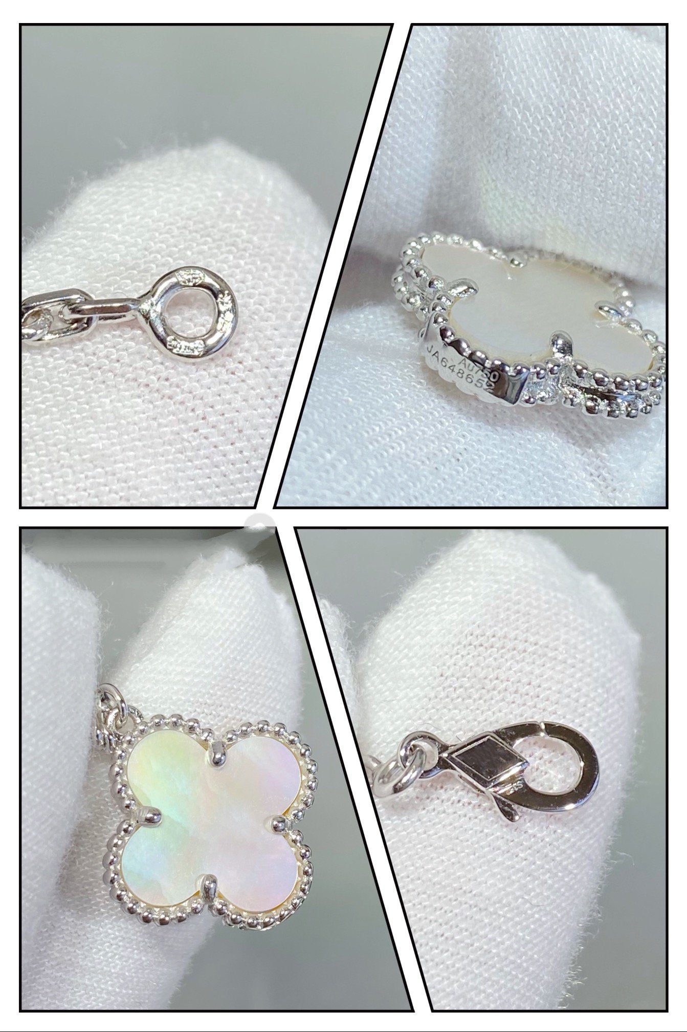 [Star Jewelry]CLOVER 5 MOTIF WHITE MOP SILVER BRACELET