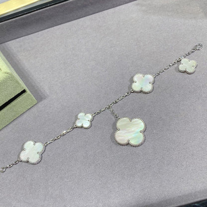 [Star Jewelry]CLOVER 5 MOTIF WHITE MOP SILVER BRACELET