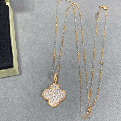 [Star Jewelry]CLOVER 25MM LARGE PEDANT DIAMOND PAVED LONG NECKLACE