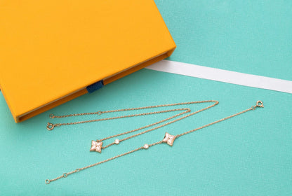 [Star Jewelry]STAR PINK MOP 1 DIAMOND PINK GOLD NECKLACE
