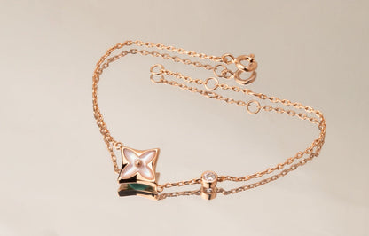 [Star Jewelry]STAR PINK MOP 1 DIAMOND PINK GOLD NECKLACE