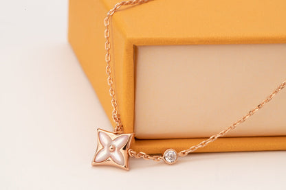 [Star Jewelry]STAR PINK MOP 1 DIAMOND PINK GOLD NECKLACE