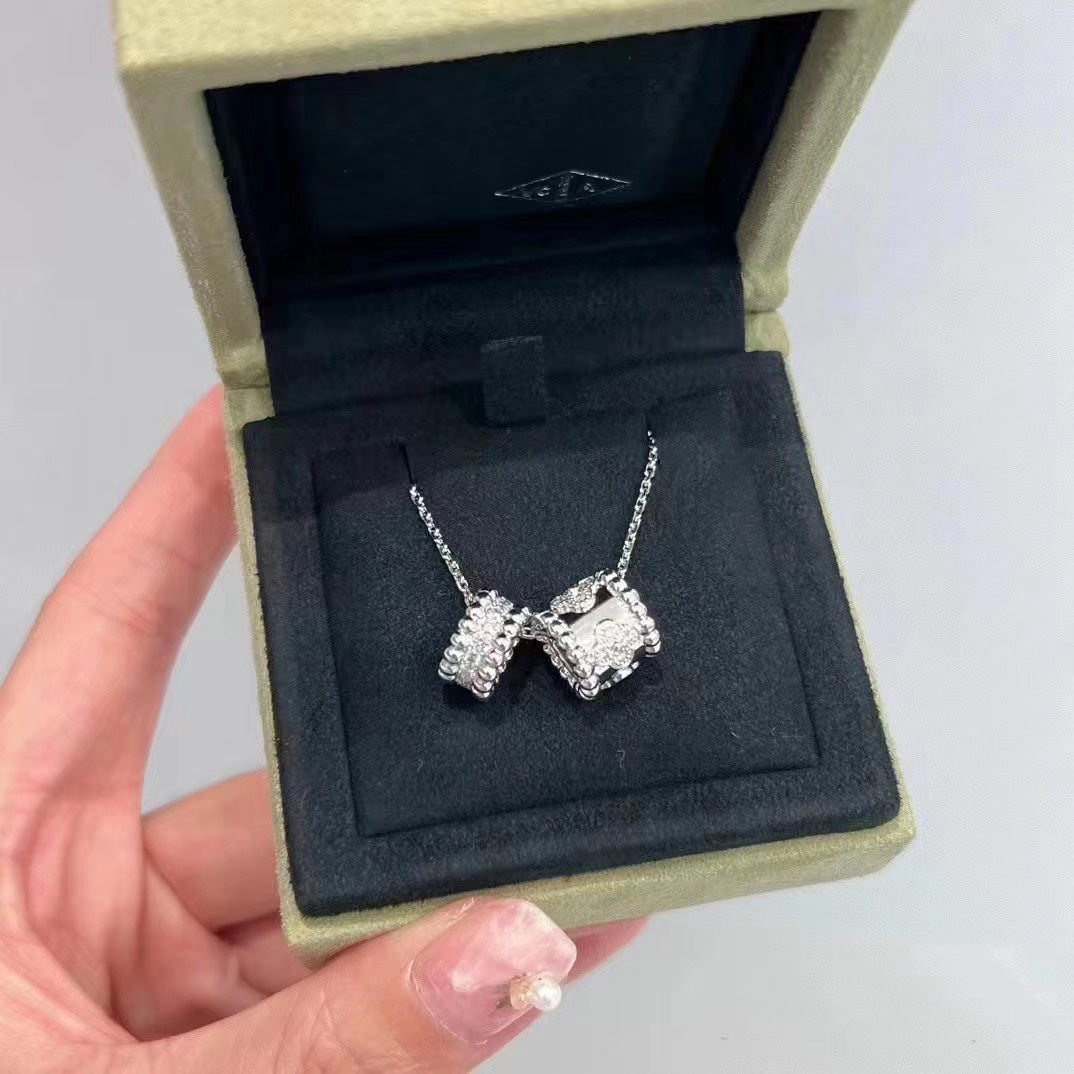 [Star Jewelry]PERLEE DOUBLE PENDANT SILVER DIAMOND NECKLACE