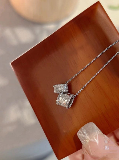 [Star Jewelry]PERLEE DOUBLE PENDANT SILVER DIAMOND NECKLACE