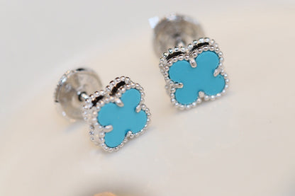 [Star Jewelry]CLOVER MINI TURQUOISE SILVER STUD EARRINGS