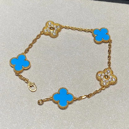 [Star Jewelry] CLOVER 5 MOTIF BLUE AGATE BRACELET COLLECTION