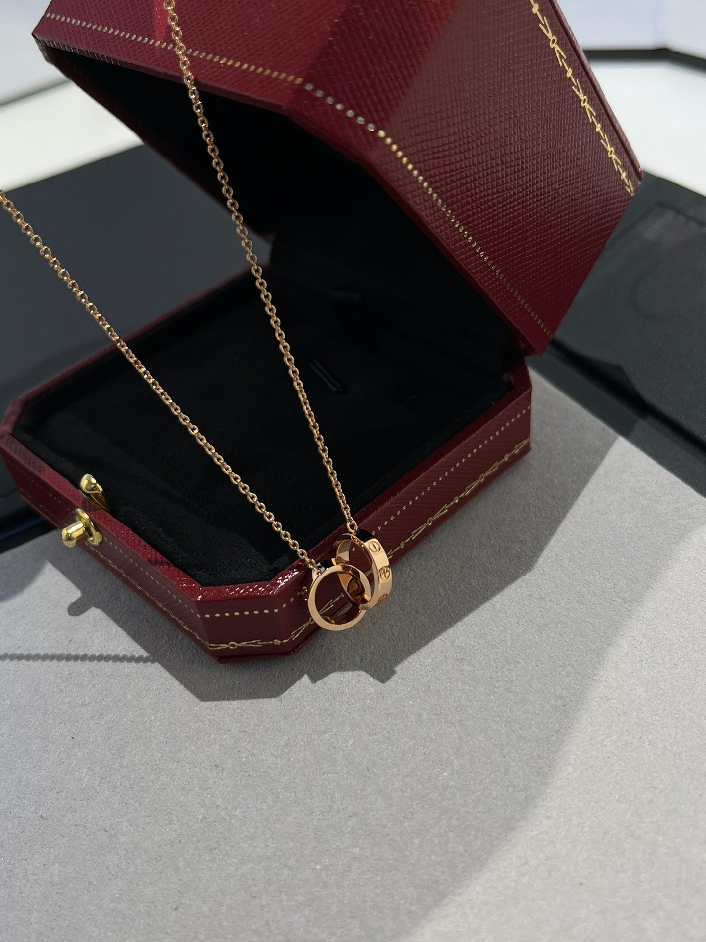 [Star Jewelry]LOVE NECKLACE DOUBLE RING PINK GOLD