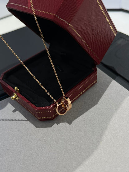 [Star Jewelry]LOVE NECKLACE DOUBLE RING PINK GOLD