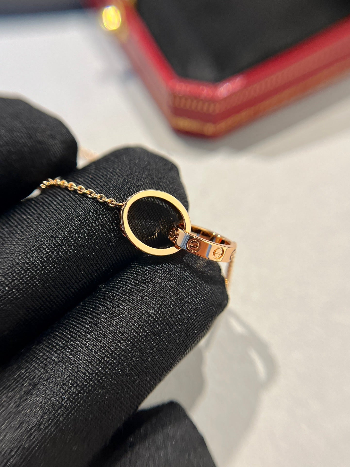 [Star Jewelry]LOVE NECKLACE DOUBLE RING PINK GOLD