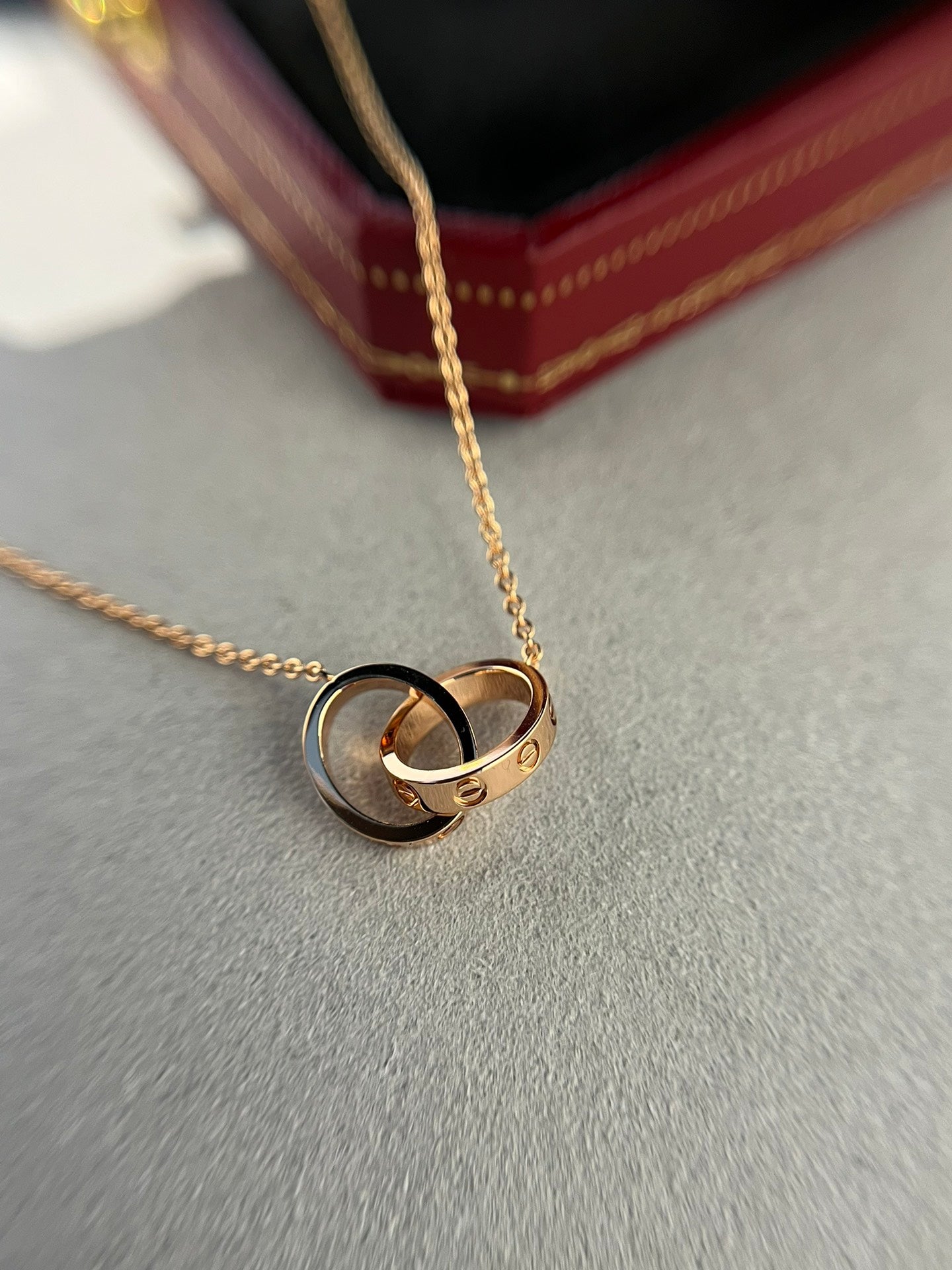 [Star Jewelry]LOVE NECKLACE DOUBLE RING PINK GOLD