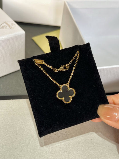 [Star Jewelry]CLOVER ROCK CRYSTAL ROSE GOLD NECKLACE