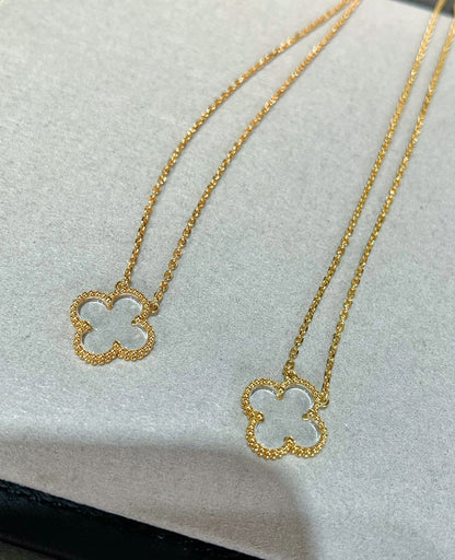 [Star Jewelry]CLOVER ROCK CRYSTAL ROSE GOLD NECKLACE