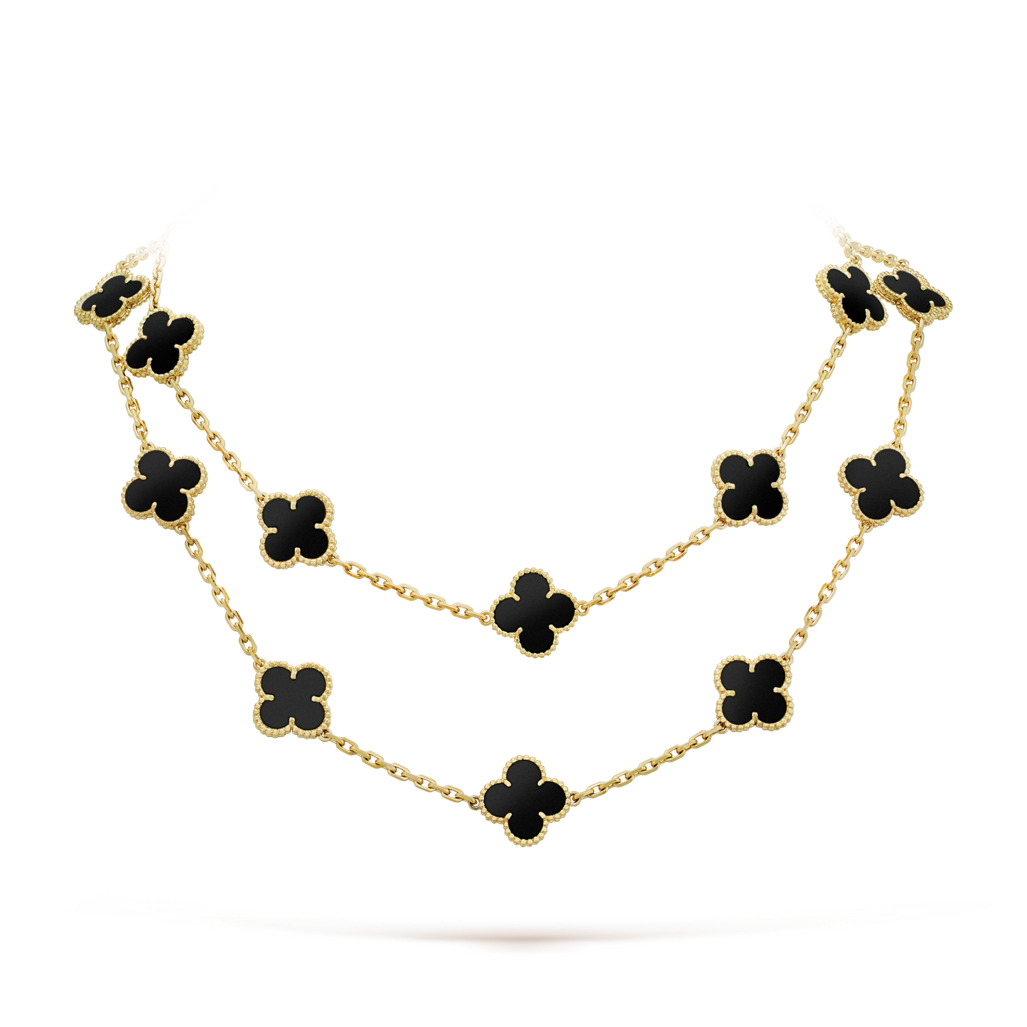 [Star Jewelry]CLOVER 20 MOTIFS ONYX NECKLACE