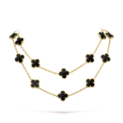 [Star Jewelry]CLOVER 20 MOTIFS ONYX NECKLACE